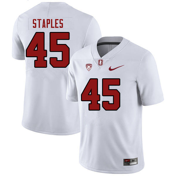 Men #45 Omar Staples Stanford Cardinal College Football Jerseys Stitched Sale-White - Click Image to Close